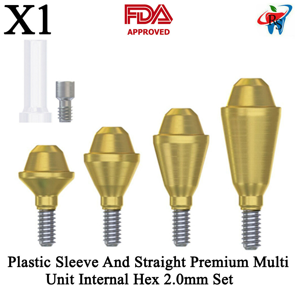 1x Set Dental Plastic Sleeve + Straight Multi-Unit 1.6 Slim Narrow Int Hex 2.0mm
