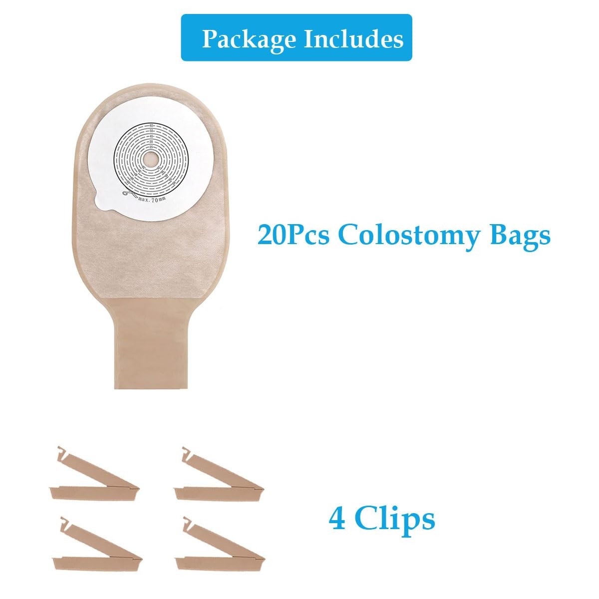 20PCS Colostomy Bags, Ostomy Supplies, One Piece Drainable 20-70-20pcs