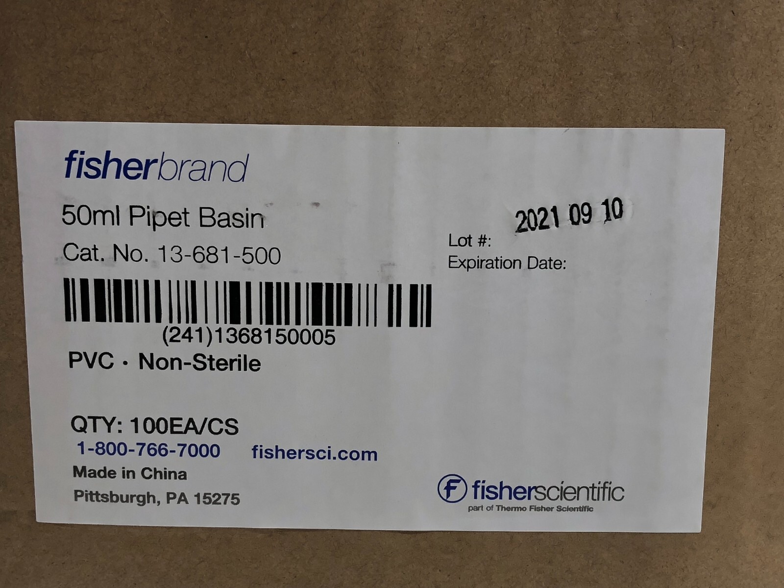 Fisher Scientific Fisherbrand 50mL Pipet Basin 13-681-500 100/Cs