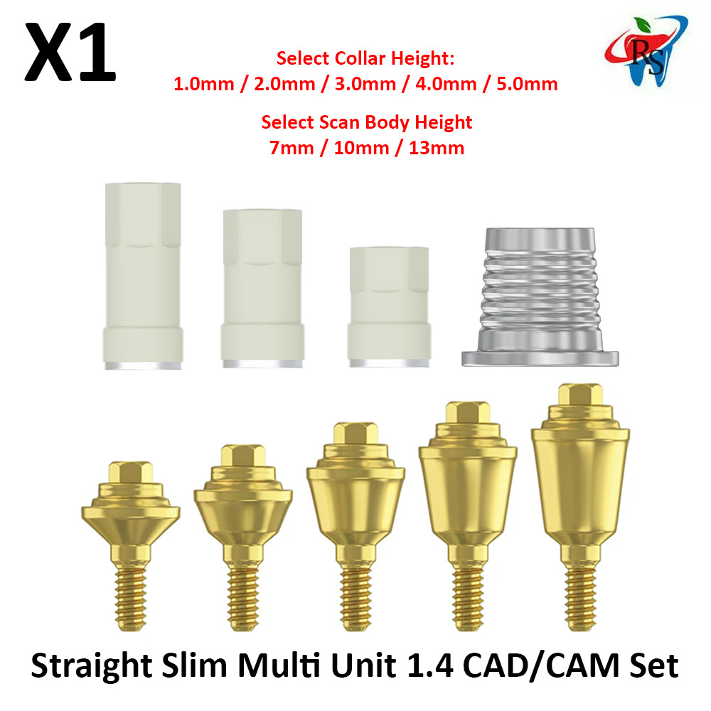 Dental Straight Titanium Slim Multi Unit 1.4 Int Hex 2.0 CAD/CAM Set Prosthetic