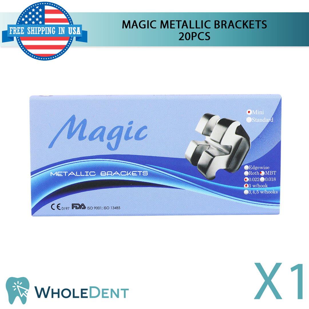 Orthodontic Dental Mini Metal Brackets Hook Twin Braces Kit MBT Magic 20pcs
