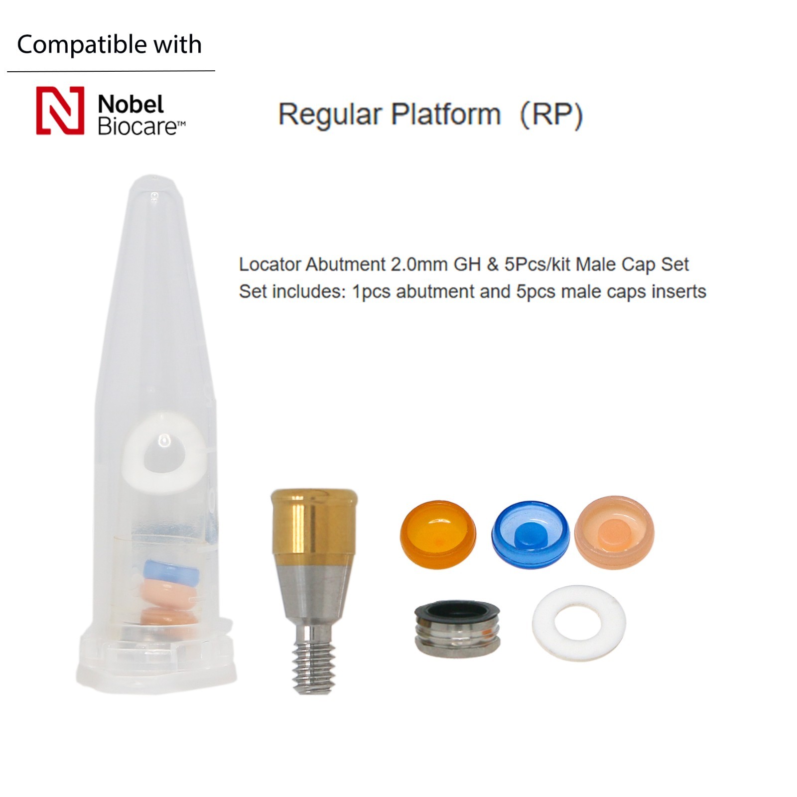 Overdenture Locator Abutment Interna Hex Conical Connection RP for Nobel Biocare