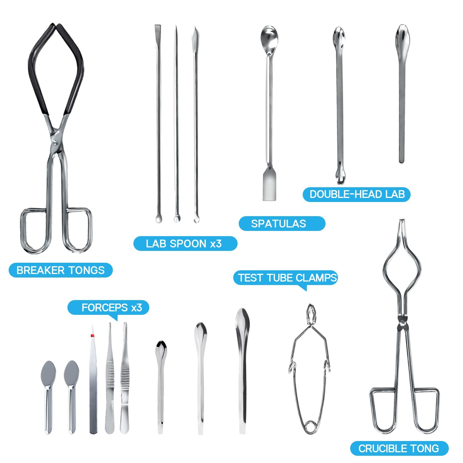 MSSVIGING Chemistry Lab Tool Set, Stainless Steel Basic Starter Pack