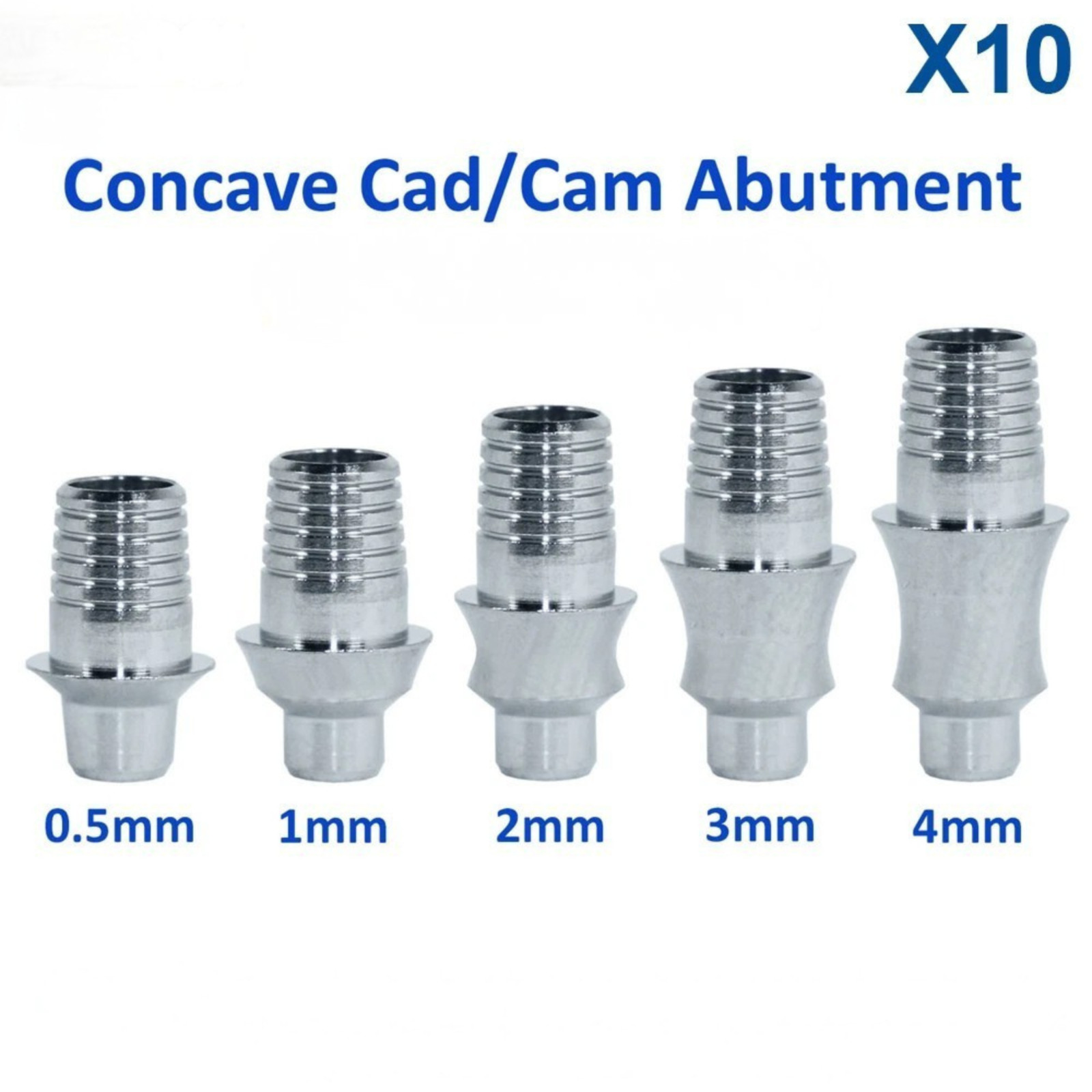 10x Dental Fixture Ti-Base Concave CAD/CAM Rotational Adapter Head 0.5-4mm