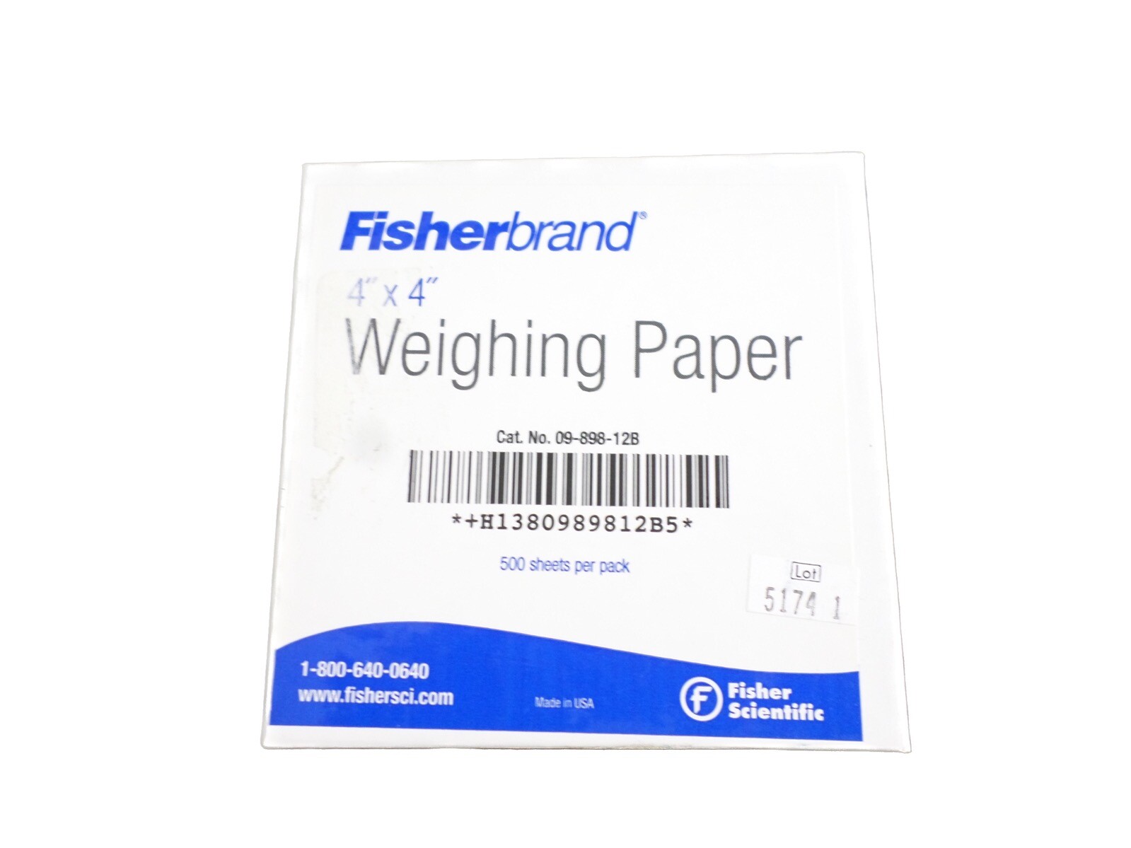 FISHERBRAND 4x4in Square Low-Nitrogen Weighing Paper 09-898-12B (500/pk)
