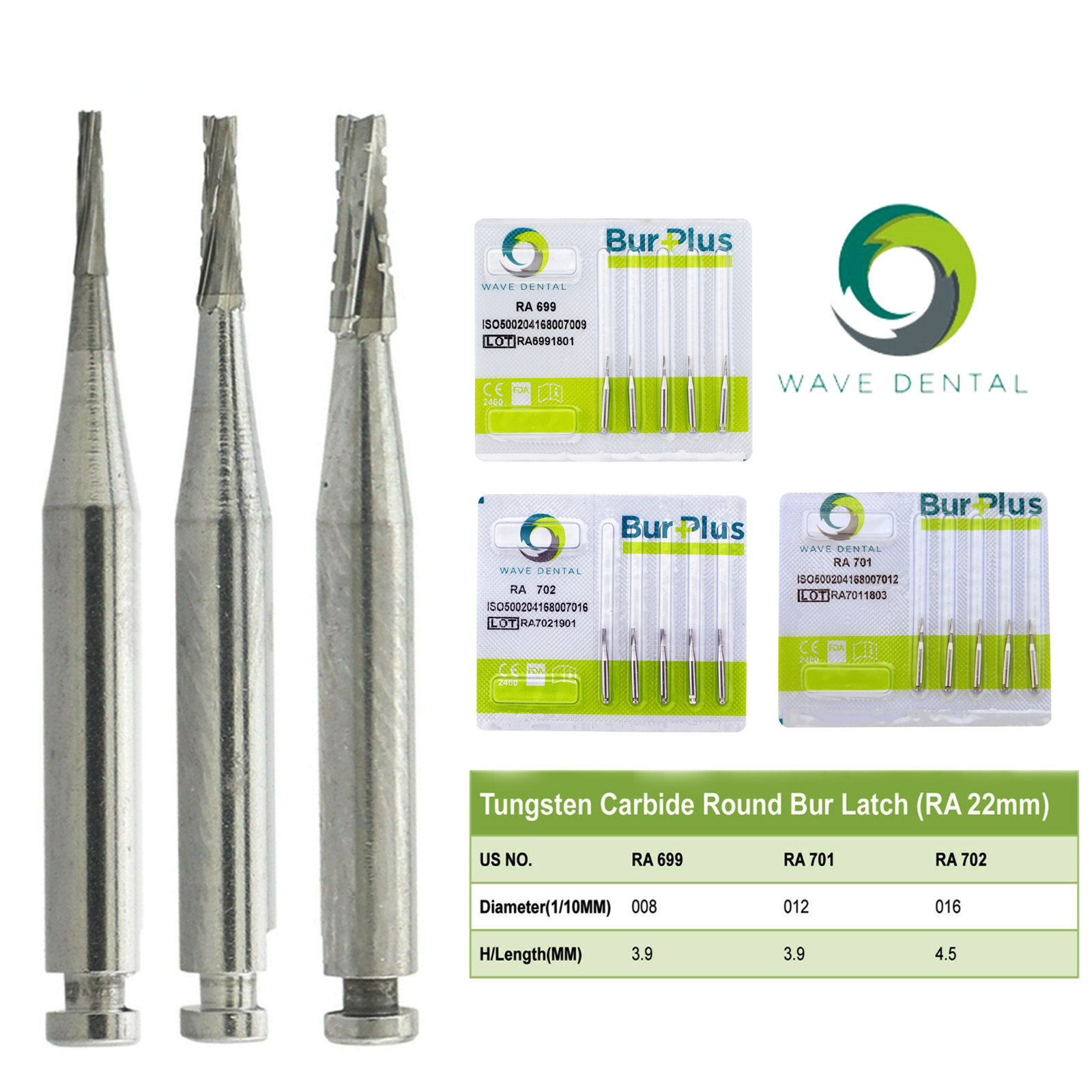 Wave Dental Carbide Burs Latch Round RA 2 3 4 8 699 for Slow Speed Contra Angle