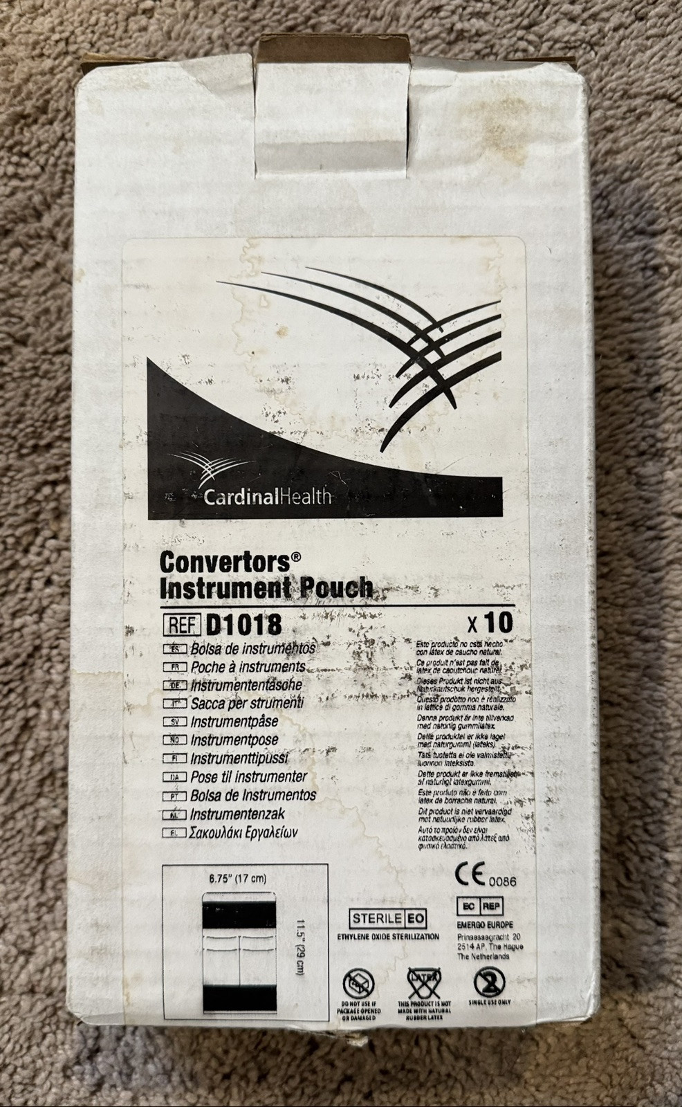 Lot Of 10 Cardinal Health Convertors Instrument Pouch D1018 Exp 12/24