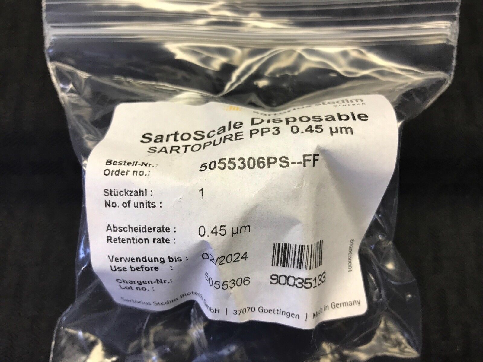 3/Pk SARTORIUS SartoScale Disposable Sartopure PP3 PreFilter 0.45um 5055306PSFF