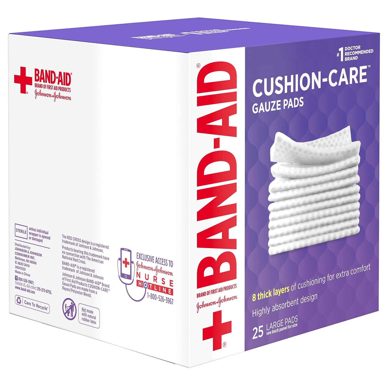 BAND-AID Brand Absorbent Cushion Care Sterile Square 4×4 Inch (Pack of 25)
