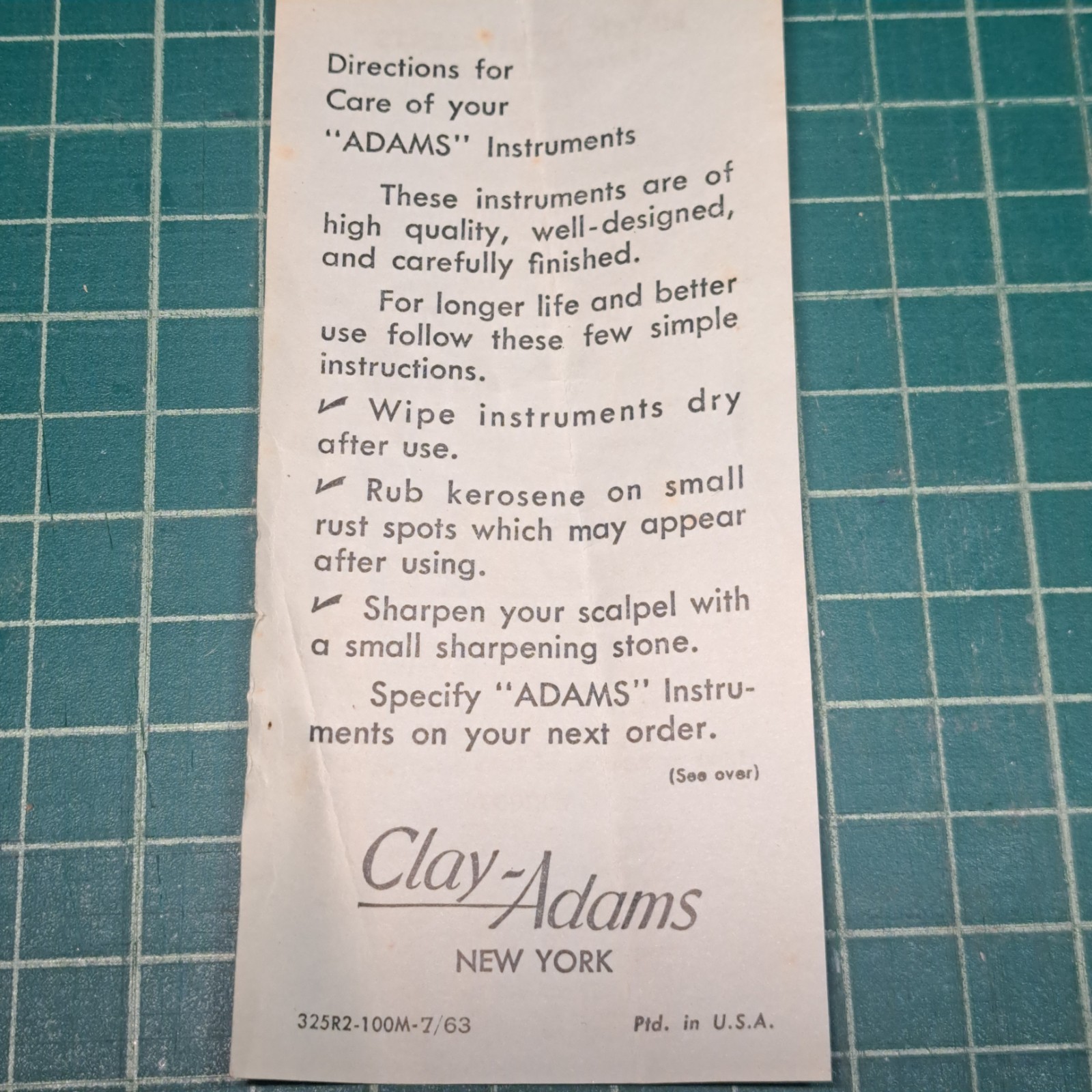 Vintage Clay Adams Dissection Tool Kit USA Italy Germany Brown Trifold Case 7pc