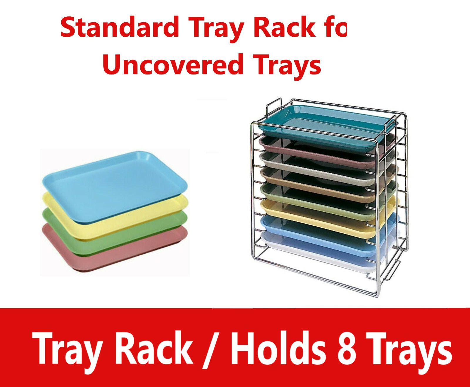 Dental Medical Chromed Steel Instrument Tray Rack 8 Position for Size B Trays