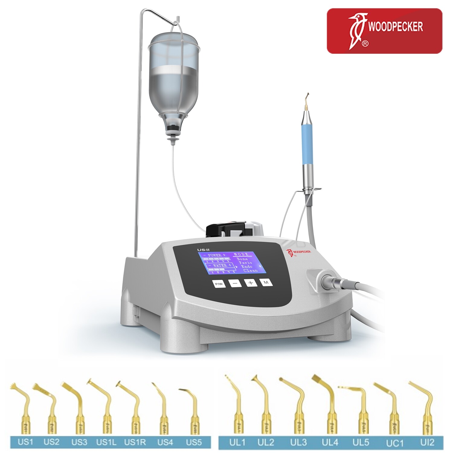 Woodpecker US-II LED Piezo Bone Ultrasurgery 2 x LED Handpieces 14 x Tips