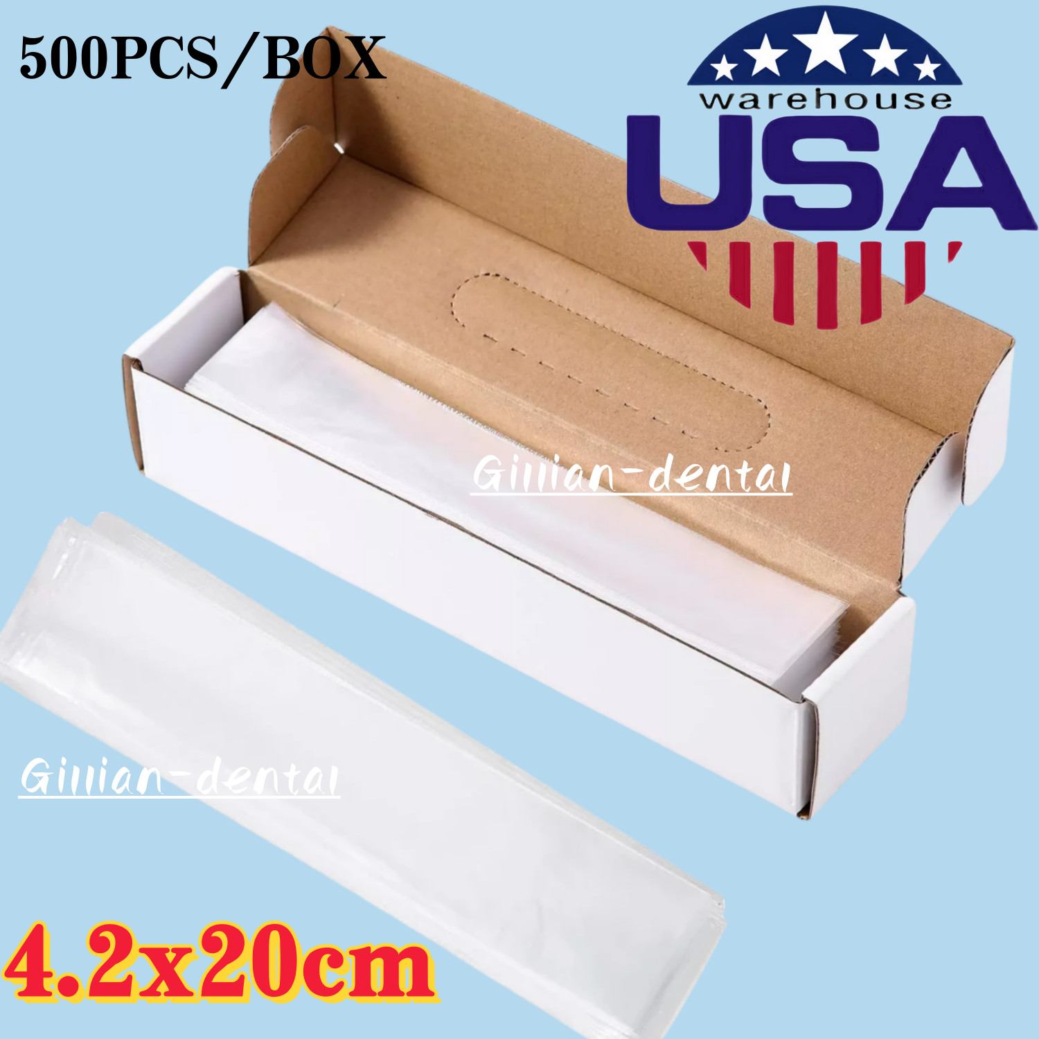 Dental Poly Plastic X-Ray Sensor Barrier Protective Film Cover Sleeves 4.2x20cm
