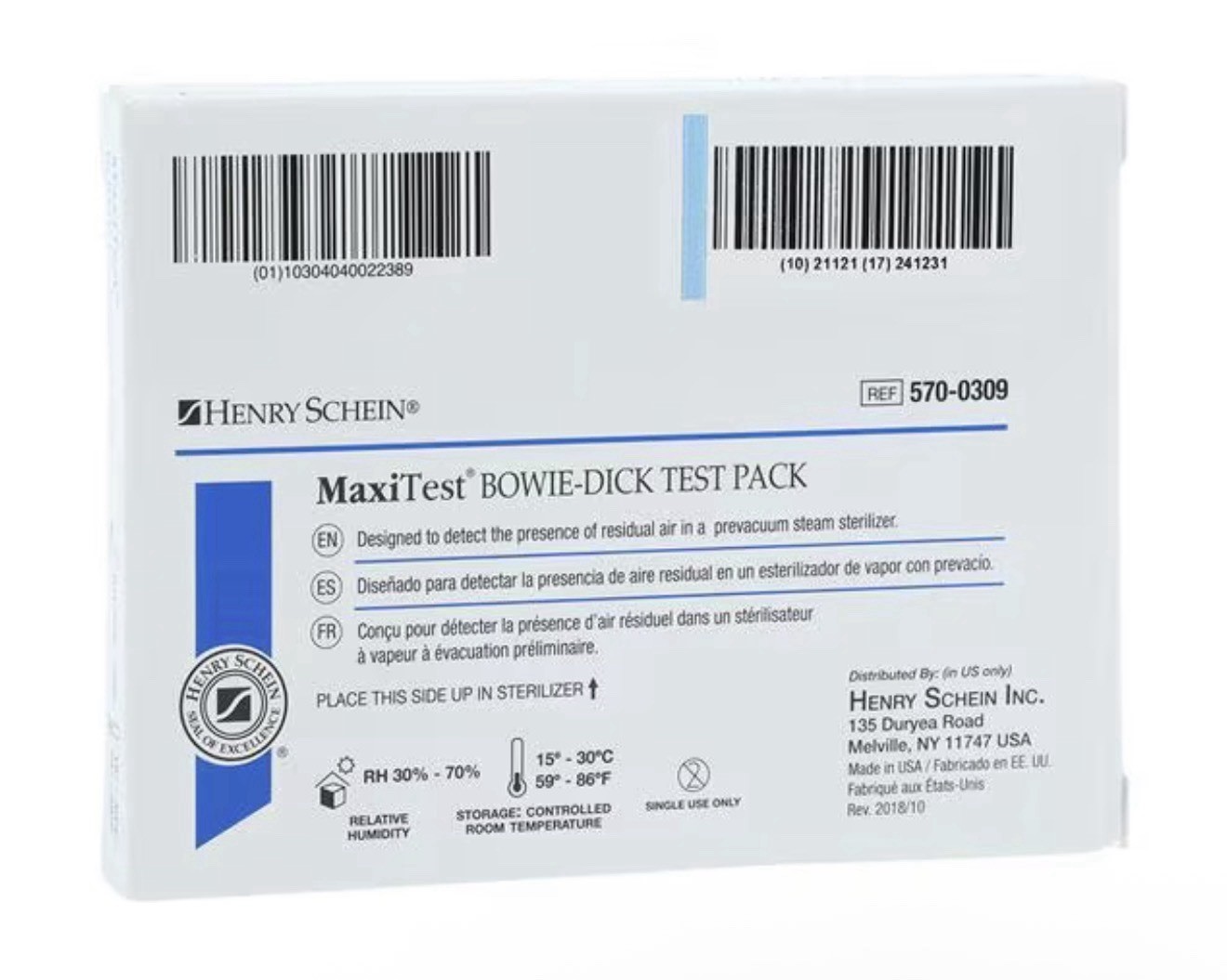 Maxitest Bowie Dick Biological Monitor Test Pack 30/Ca Henry Schein 570-0309