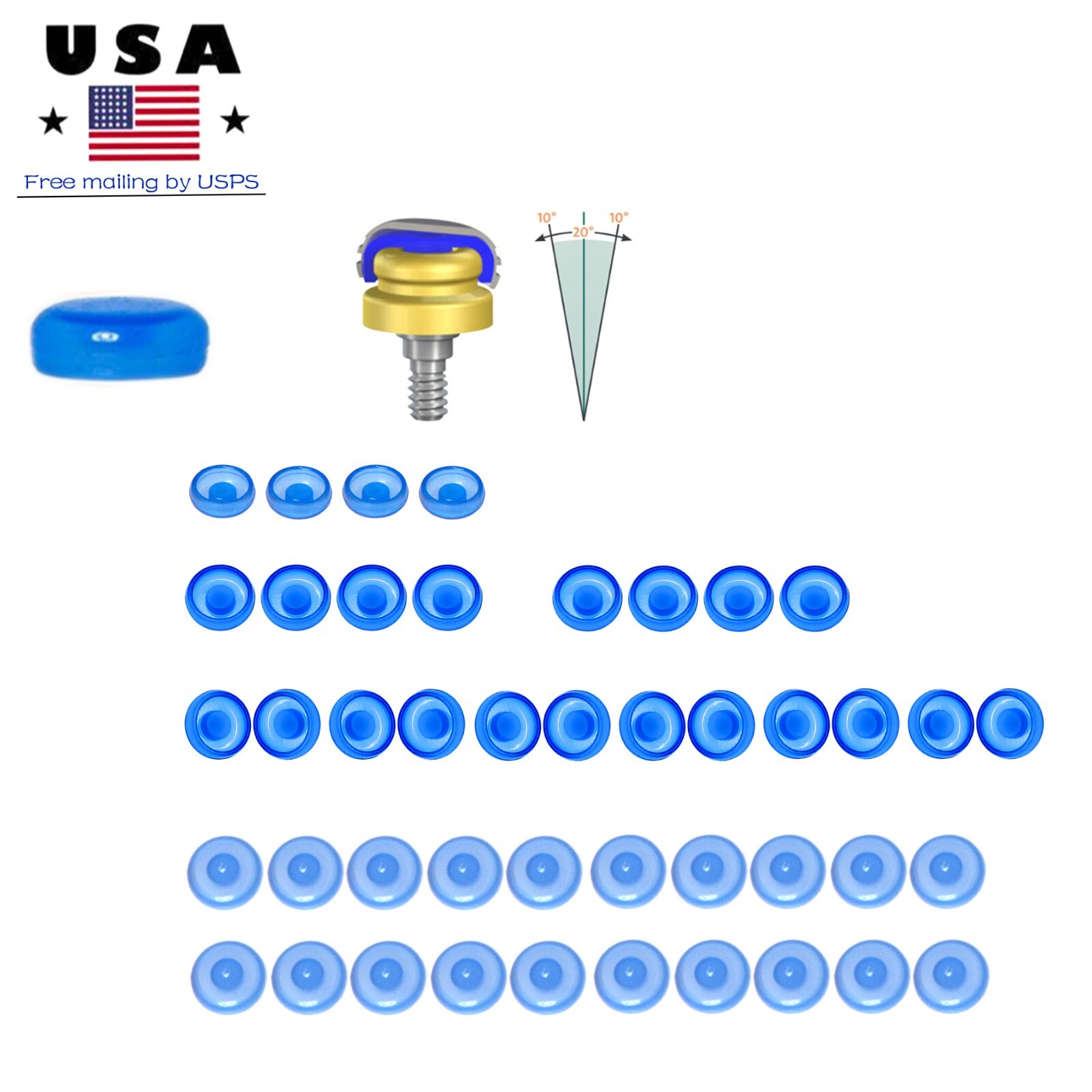 US Dental Zest Locator Classic Replac Cap Standard Inserts Bule 1.2lbs Range 20°