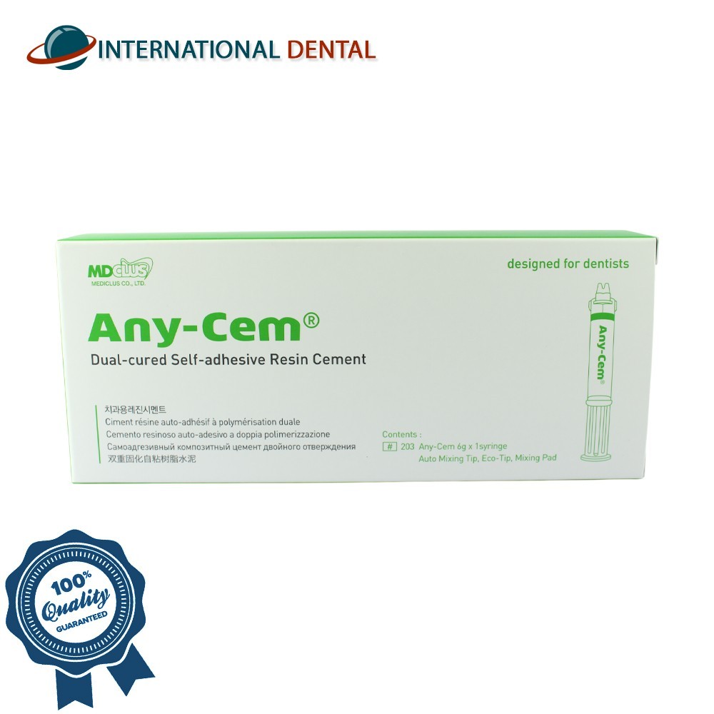 Dental MediClus Any-Cem® Dual Cure Material Cement Adhesive Syringe 6g