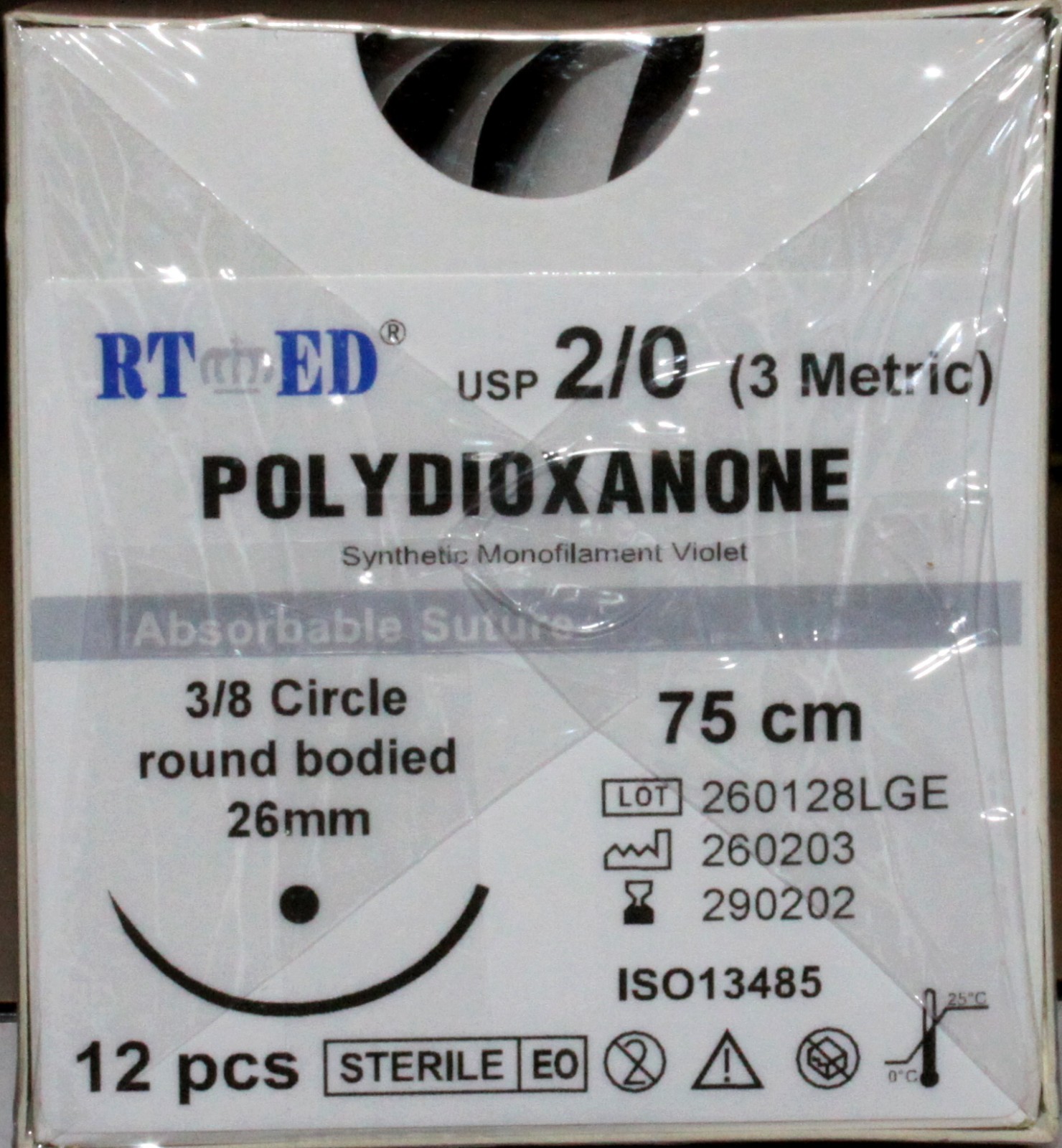 PDO/PDS suture 2-0. 75cm violet mono 26mm TAPER POINT needle 36 pks SHIPS FREE