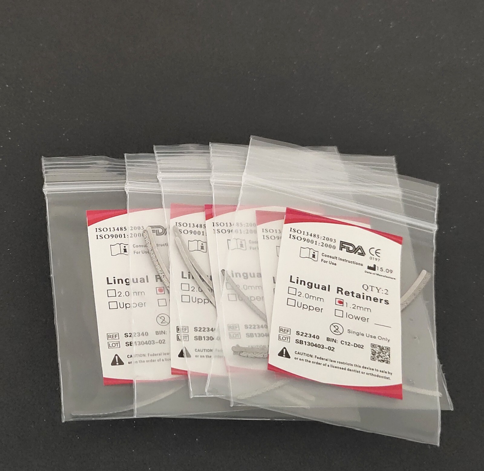 Dental Orthodontics 1.2mm Lingual Retainer 2Pcs/bag Universal Mesh Base