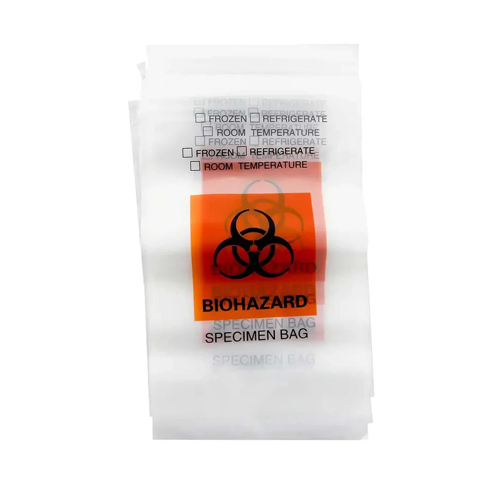 1000PCS 6x9IN SPECIMEN TRANSPORT BIOHAZARD BAG, 2 POCKETS, ECONO-ZIP