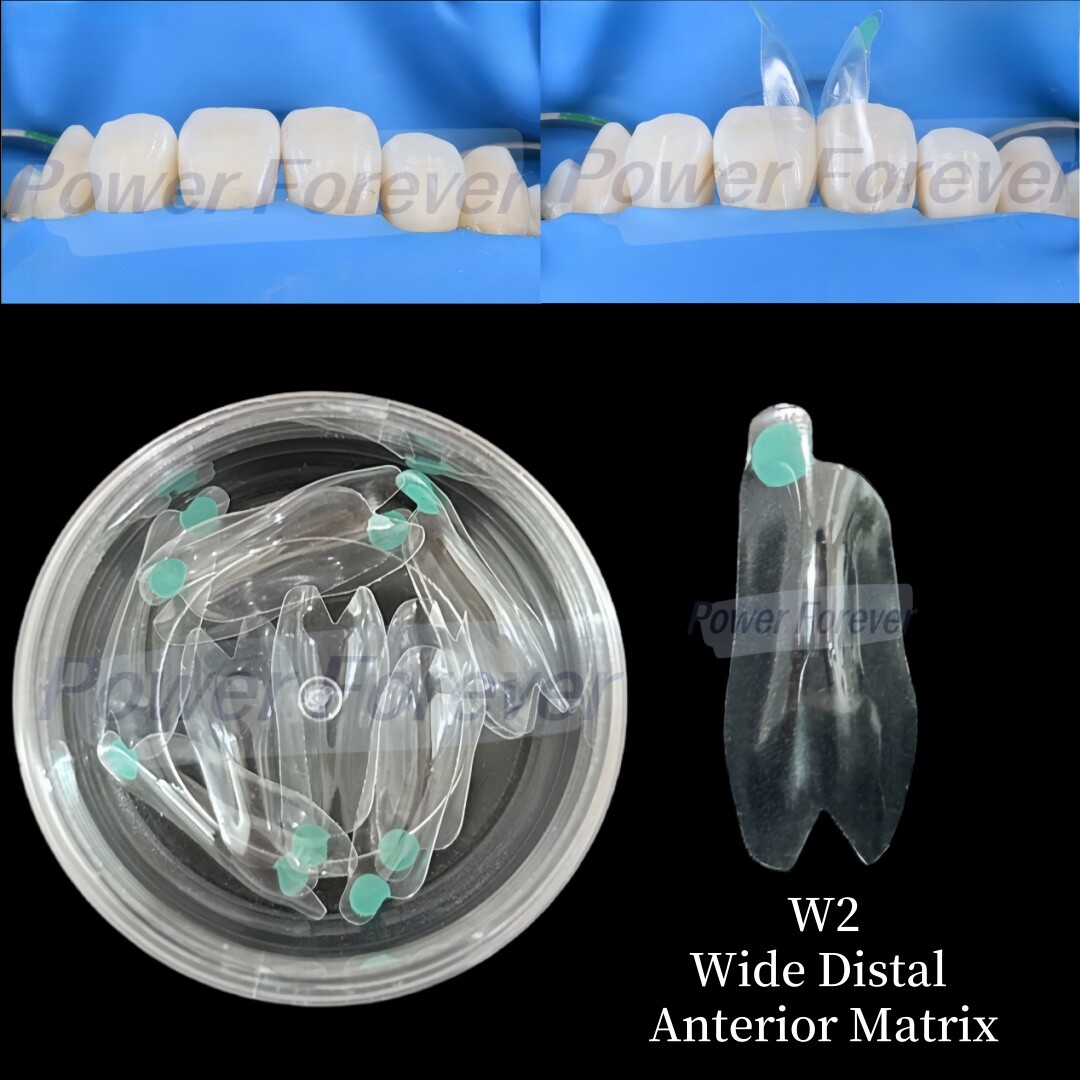 W2 Dental Anterior Distal Matrix Clear BT Bow Maxillary Matrices Contoured