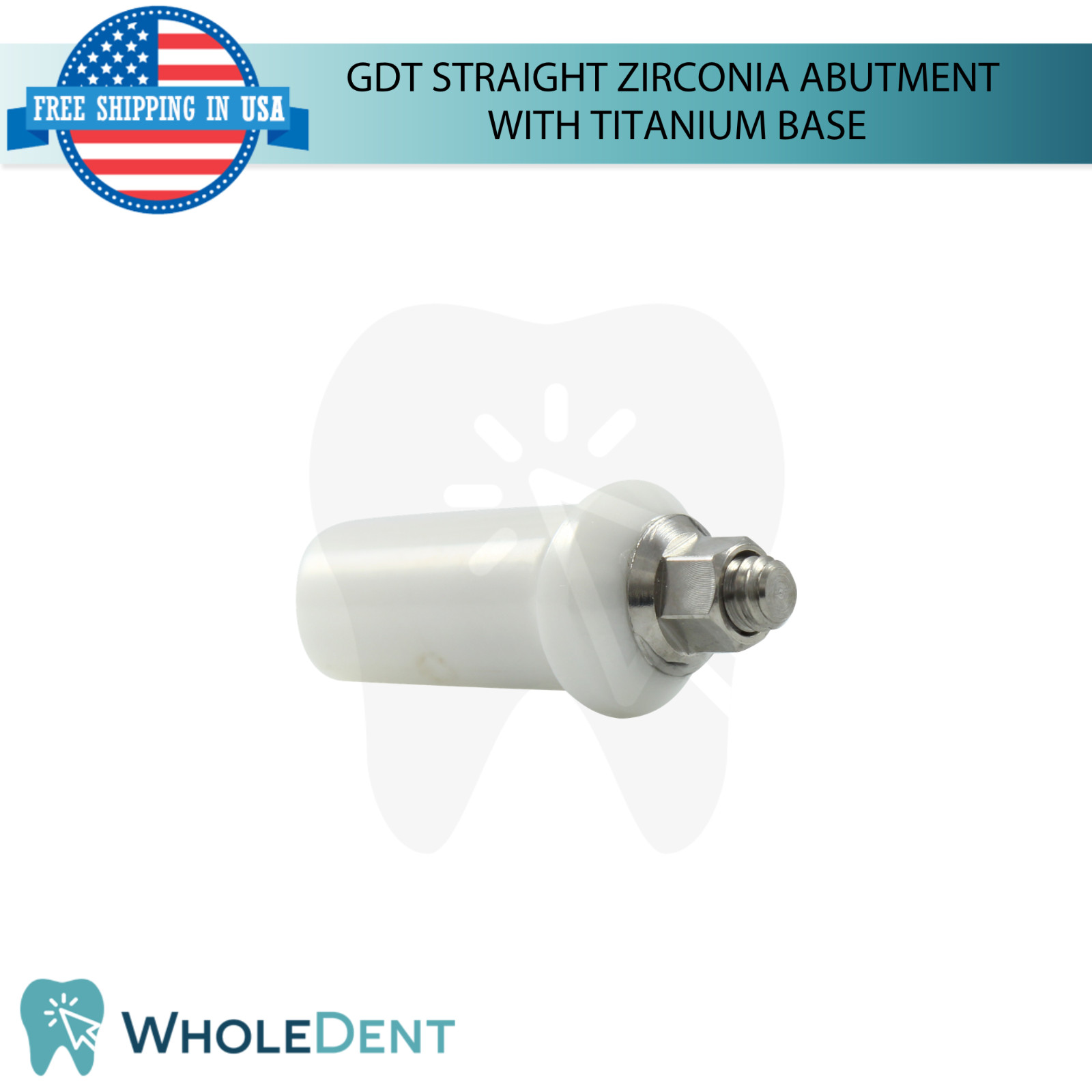 1x Dental Straight Zirconia Prosthetic with Titanium Base Int Hex 2.42mm