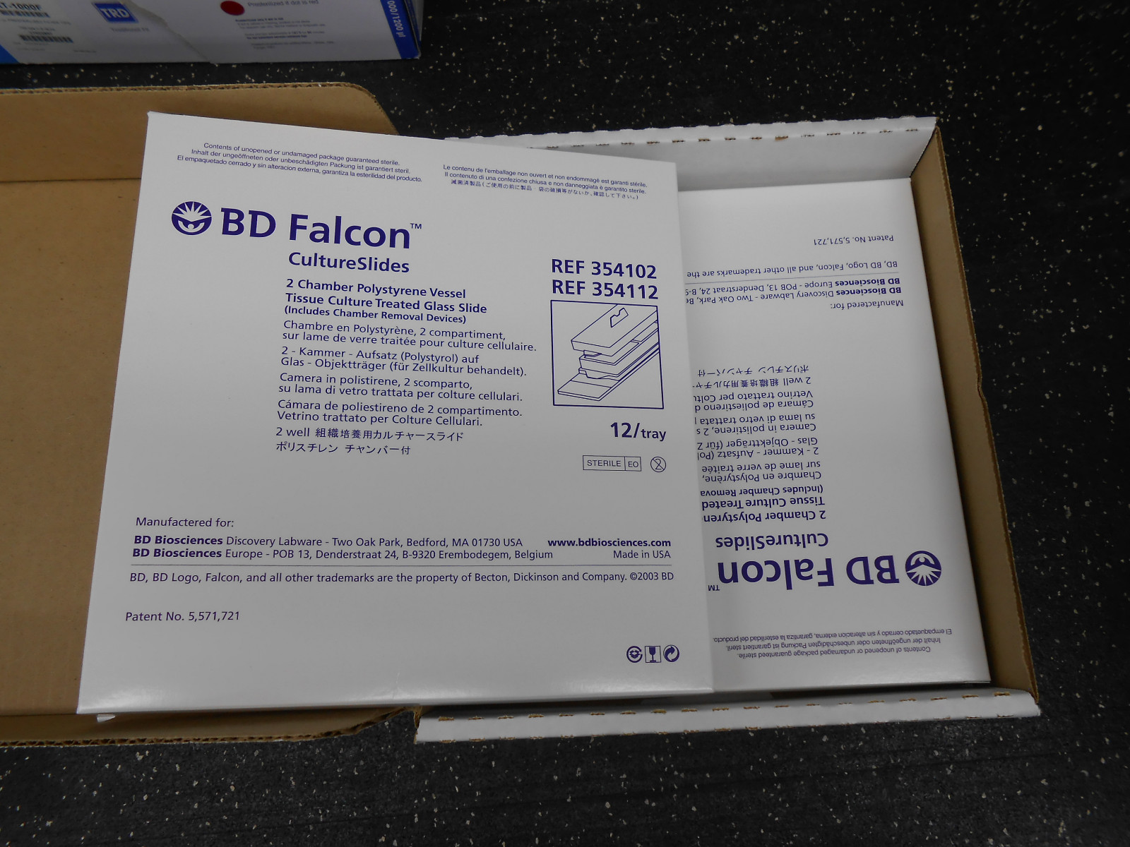 BD FALCON 354112 CASE OF 24 CULTURE SLIDES 2 CHAMBER POLYSTYRENE VESSEL