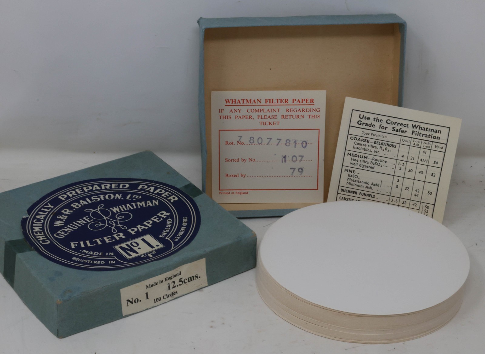 Vintage W. & R. Balston Genuine No. 1 Filter Paper Lab Supplies Genuine Whatman