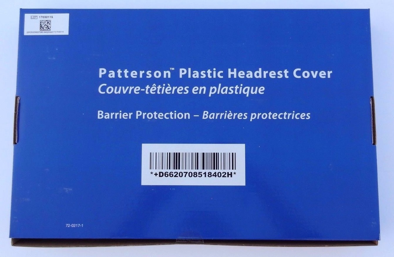 Patterson Dental Plastic Headrest Cover 14″ W x 9 1/2″ L Item# 085-1840 Box/250