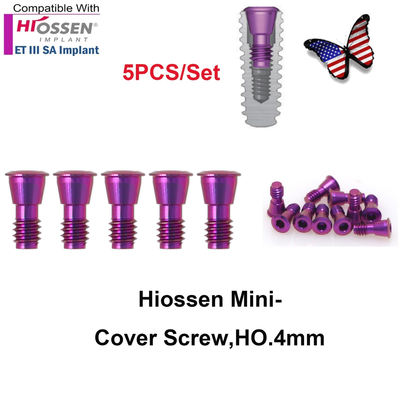 US Mini & Regular Cover Screw Healing Closure Cap Fits Hiossen ET Osstem TS Hex