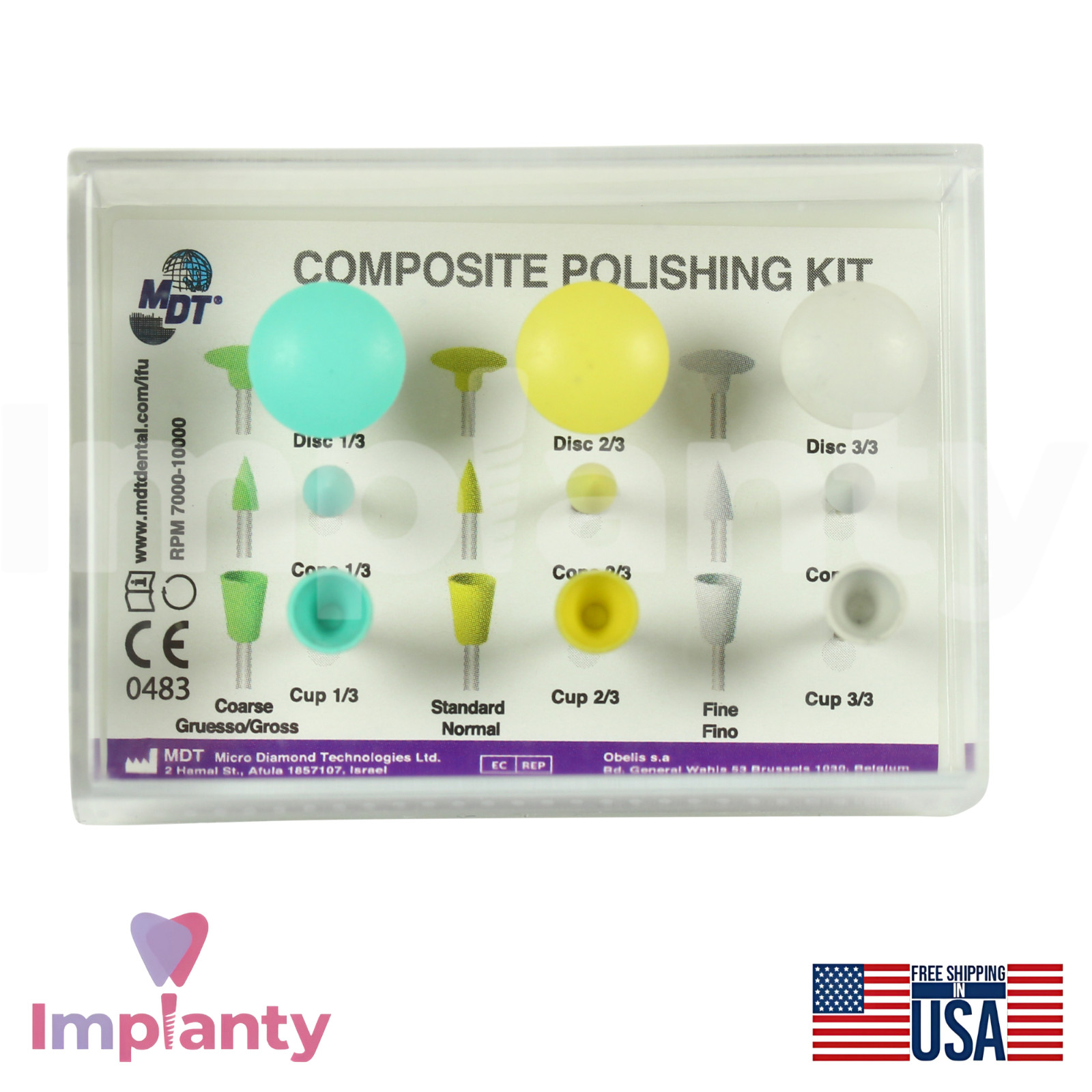 MDT Composite Dental Polishing Kit 3 Step System For High-Gloss Finish