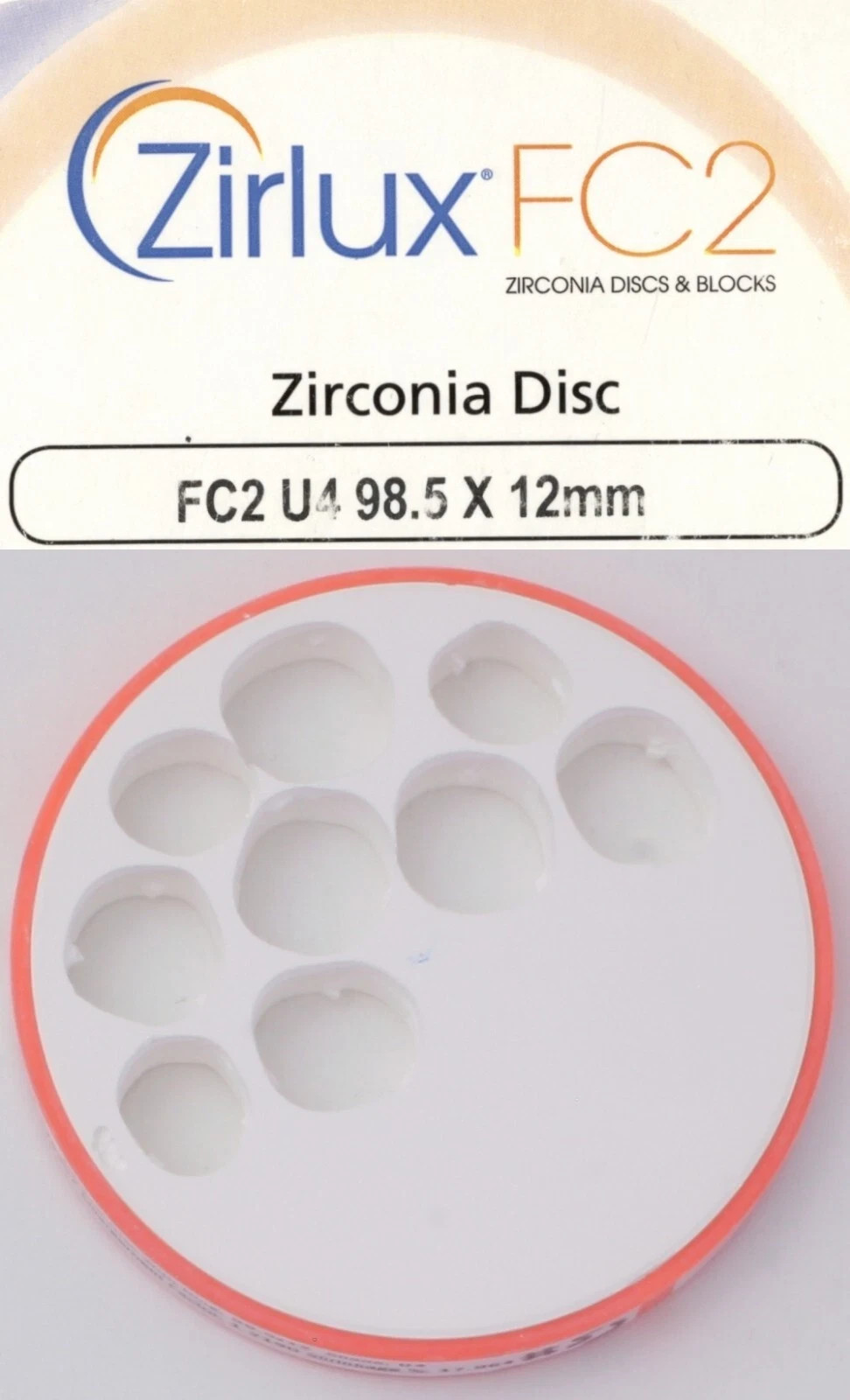 Used Scratched Zirlux FC2 Zirconia Disc Blank U4 98.5×12 mm 1.2190 Enlargement
