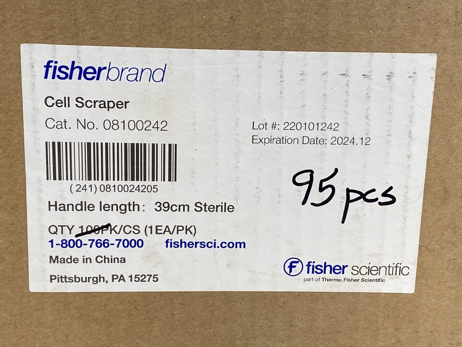 (95) FISHERBRAND Large 15” Cell Scrapers 39cm Handle 1.18″ Blade 08100242