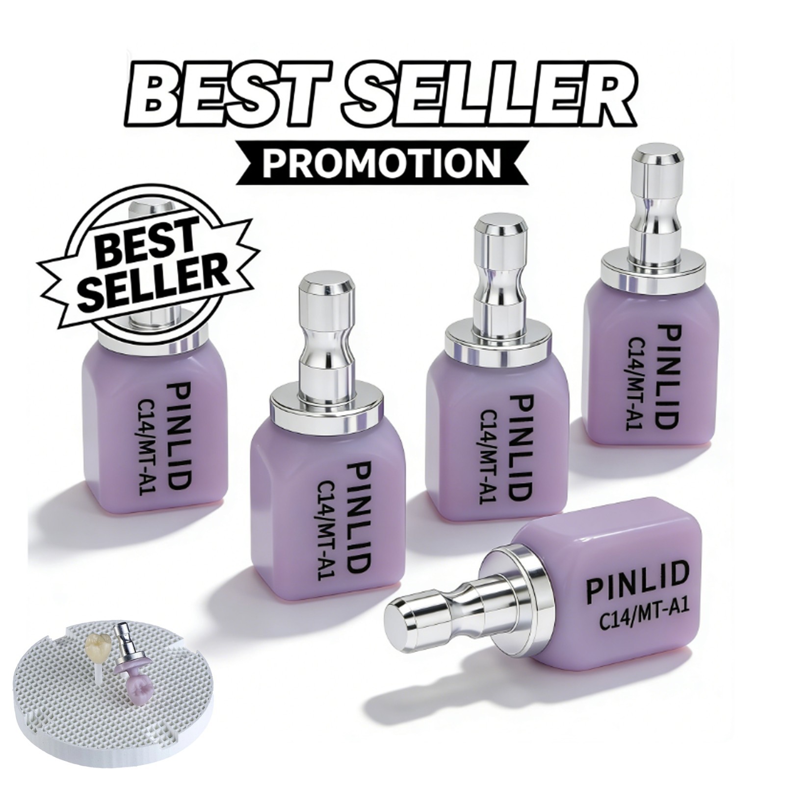 Dental Lithium Disilicate CAD/CAM Block CEREC Compatible HT/LT/MT 5pcs/Box C14