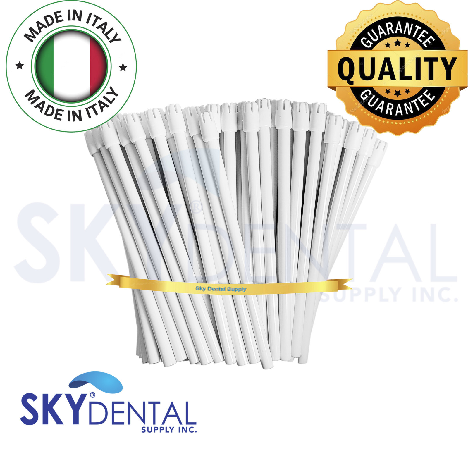 4500x Saliva Ejector Translucent White with White Tips Made in Italy