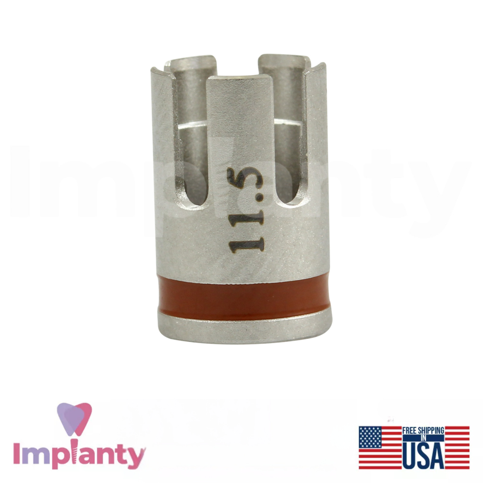 GDT Dental Straight Drill with Stoppers Set Ø5.2mm Brown Stainless Steel Tool