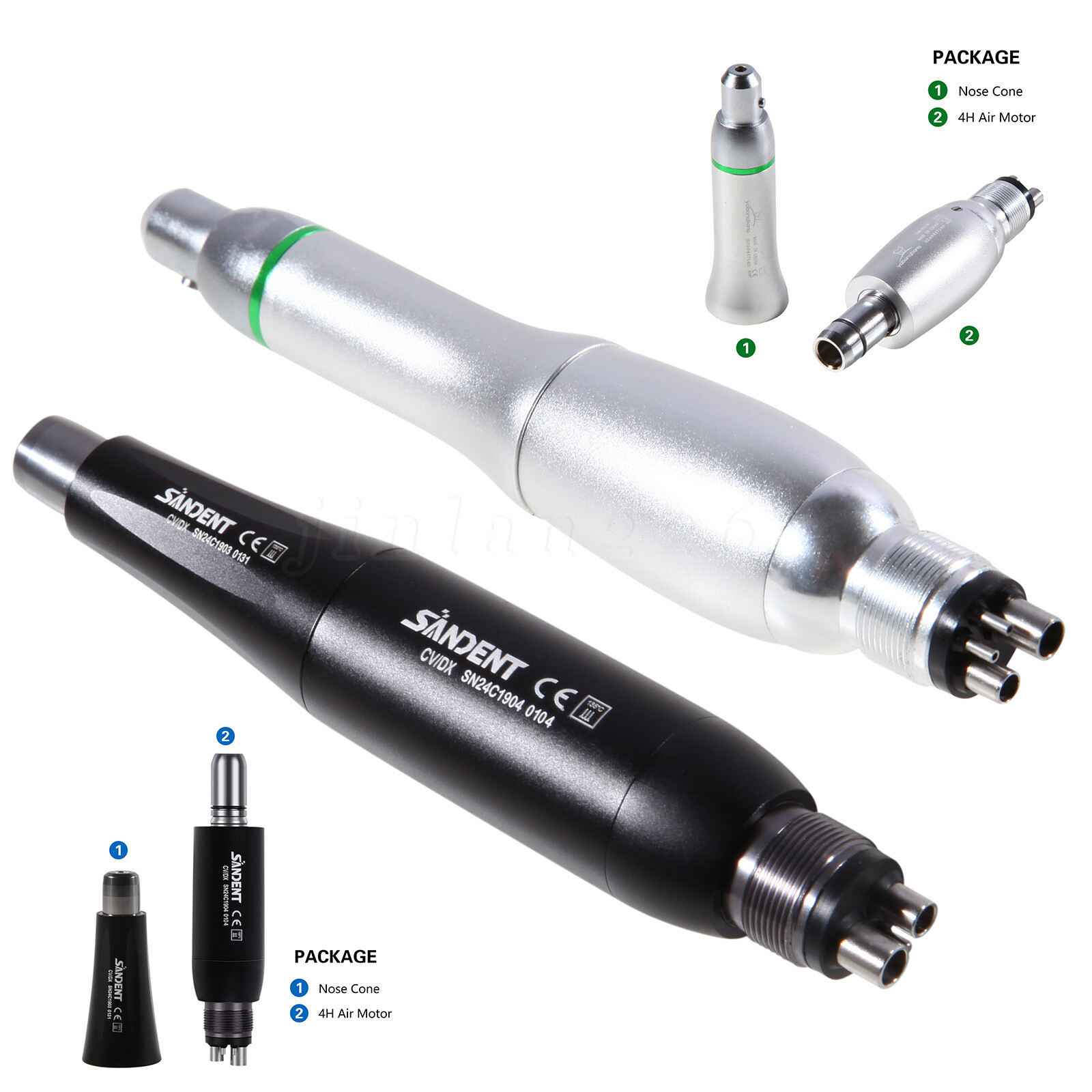 1-10 Dental 4:1 Hygiene Prophy Handpiece Air Motor&Straight NoseCone 360° Swivel