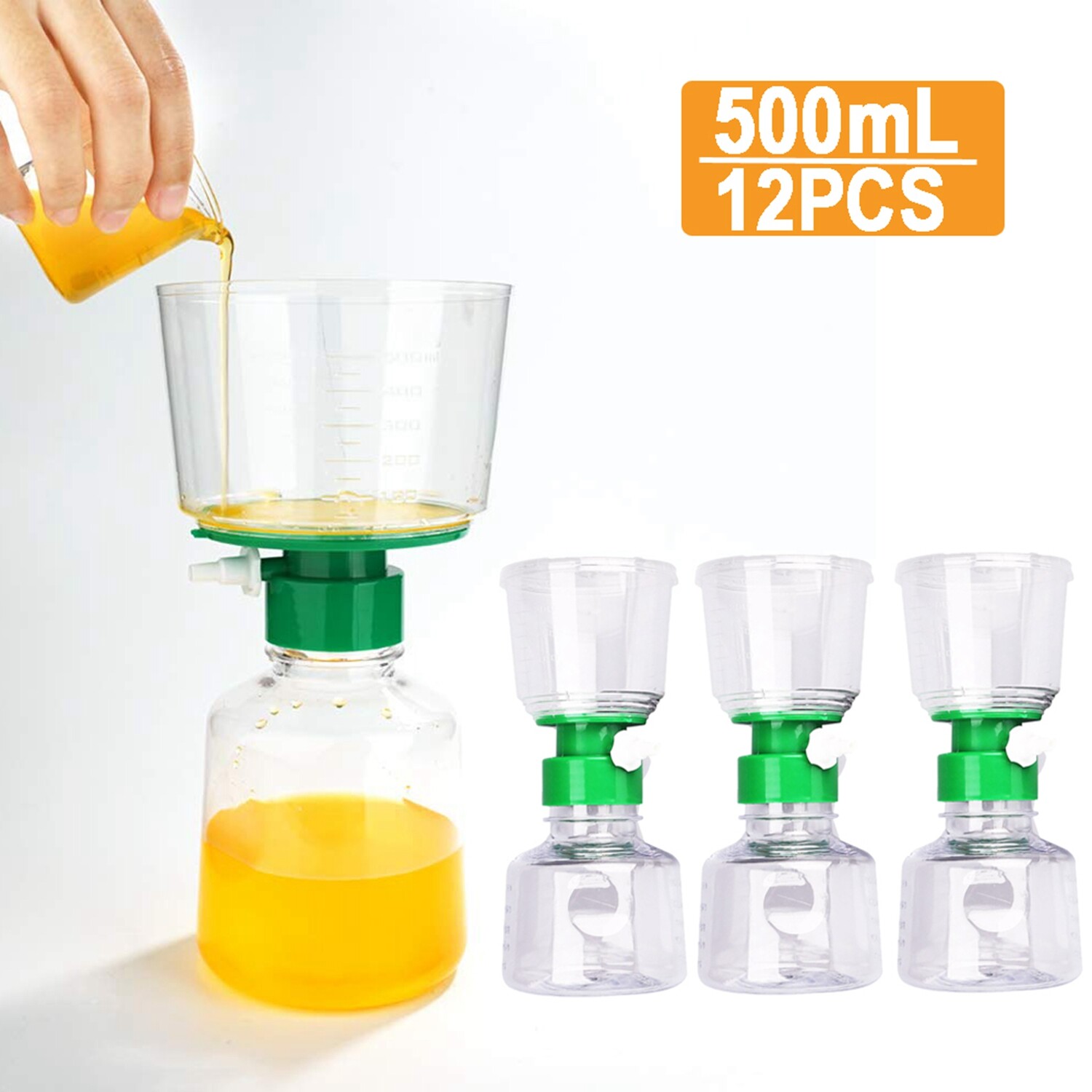 4-12PCS 500ml Sterile Disposable Vacuum Bottle Top Filters 0.22um PES Membrane