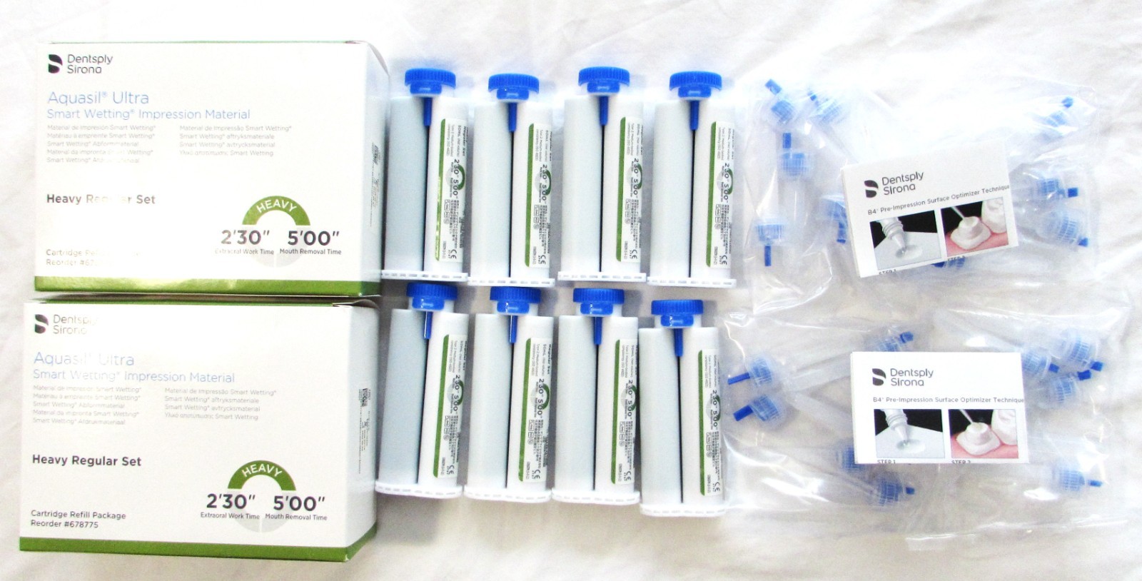 Set of 2 Dentsply Aquasil Ultra Impr Material 8 x 50ml HEAVY BODY Reg Set 678775