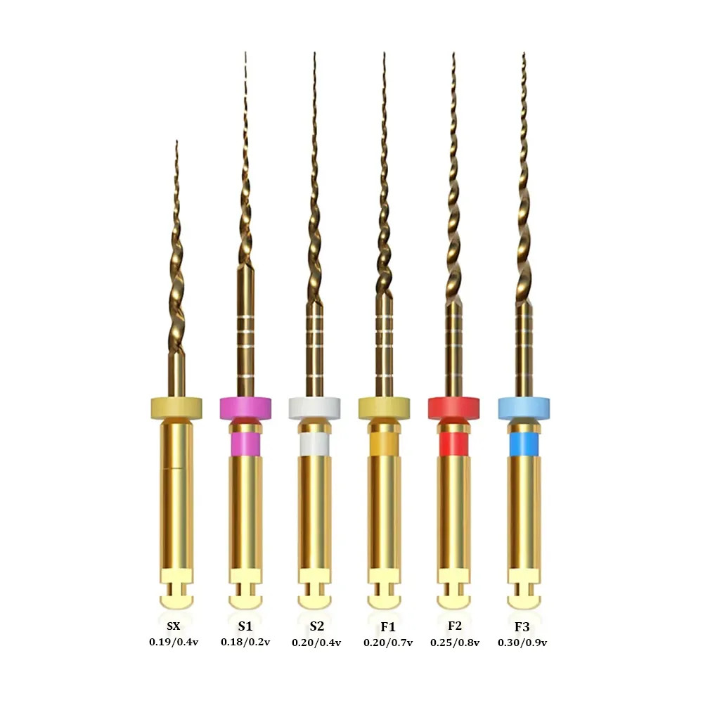 SuperEndo Gold-Flex Rotary Files Heat Activated Gold Rotary NiTi Files Pack of 6