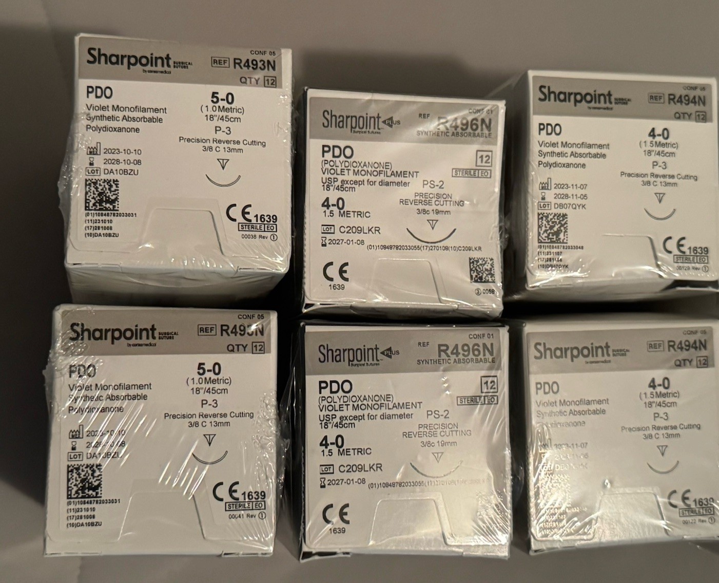 SharpPoint PDO 4-0 P-3 13mm Reverse Cutting Suture 18” Box of 12