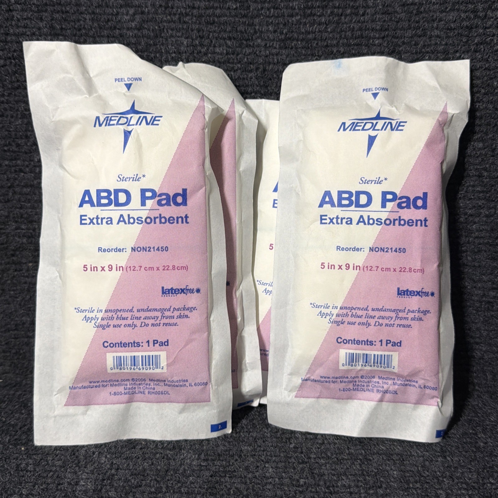 4pc Medline Extra Absorbent ABD Pad – 5″ x 9″ – Sterile – NON21450 – New