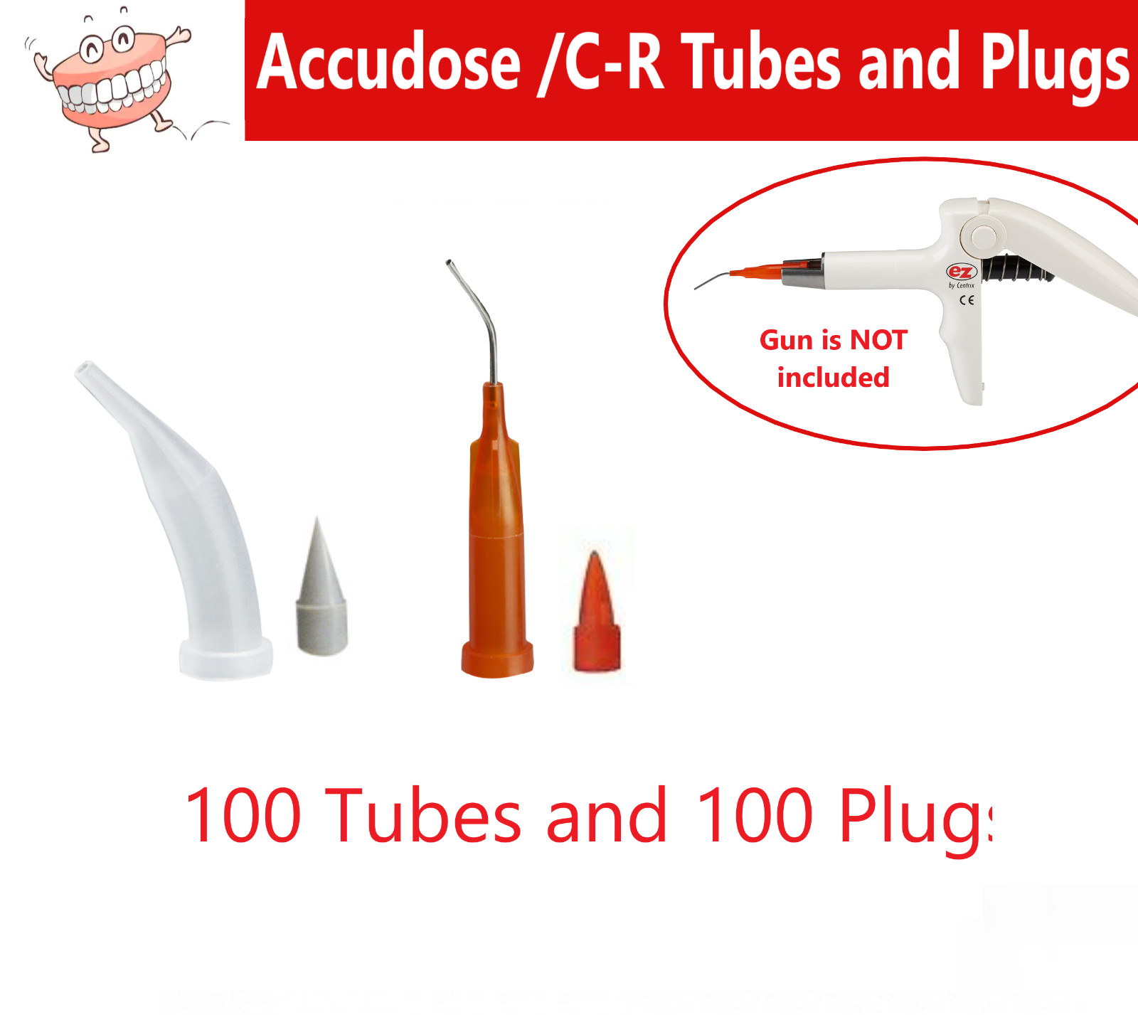 C-R Tubes and Plugs For C-R Syringe 20 Ga, Accudose Orange or Clear, 100/Box