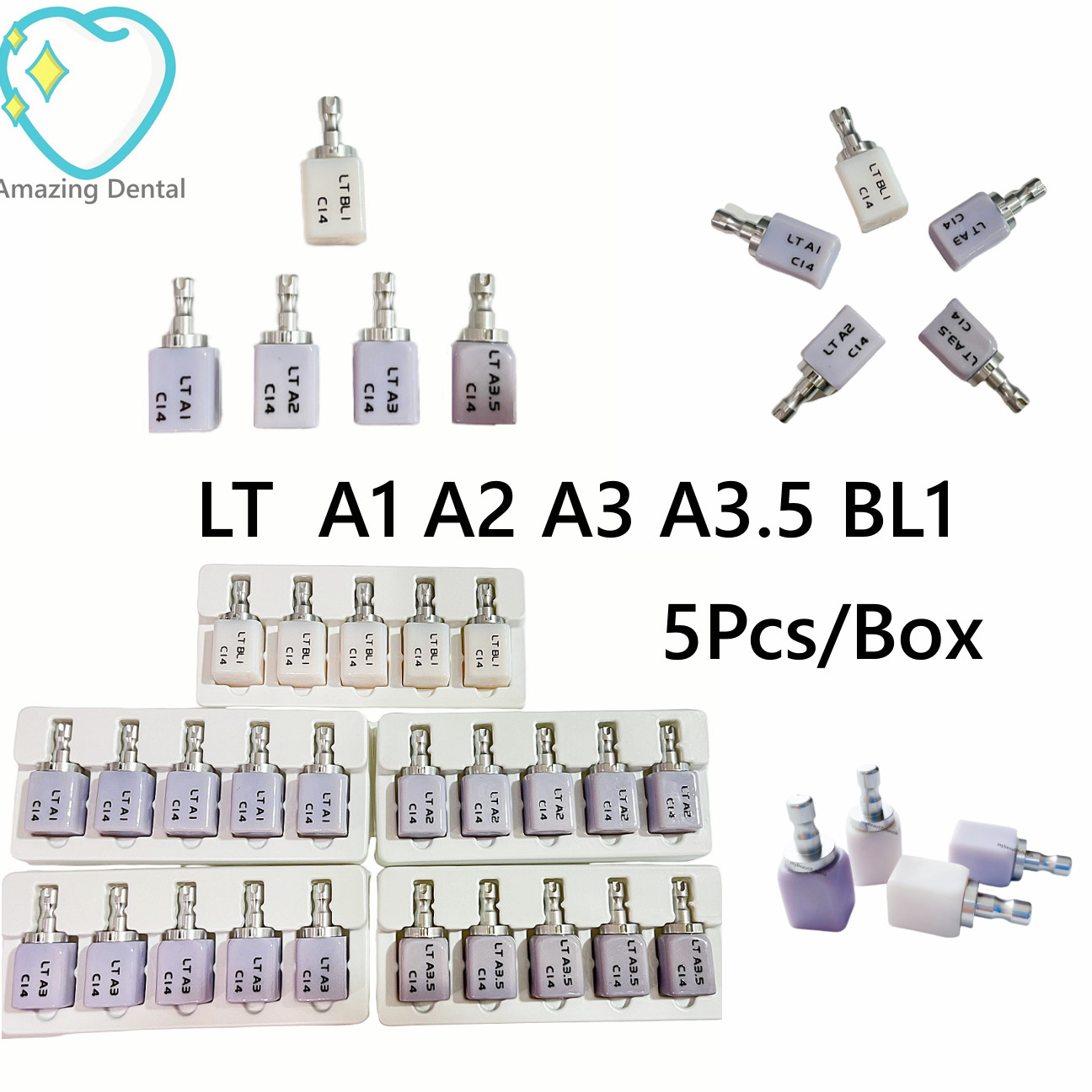 Dental C14 Emax Glass Ceramic Blocks CAD/CAM Cerec Blocks LT A1 A2 A3 A3.5 BL1