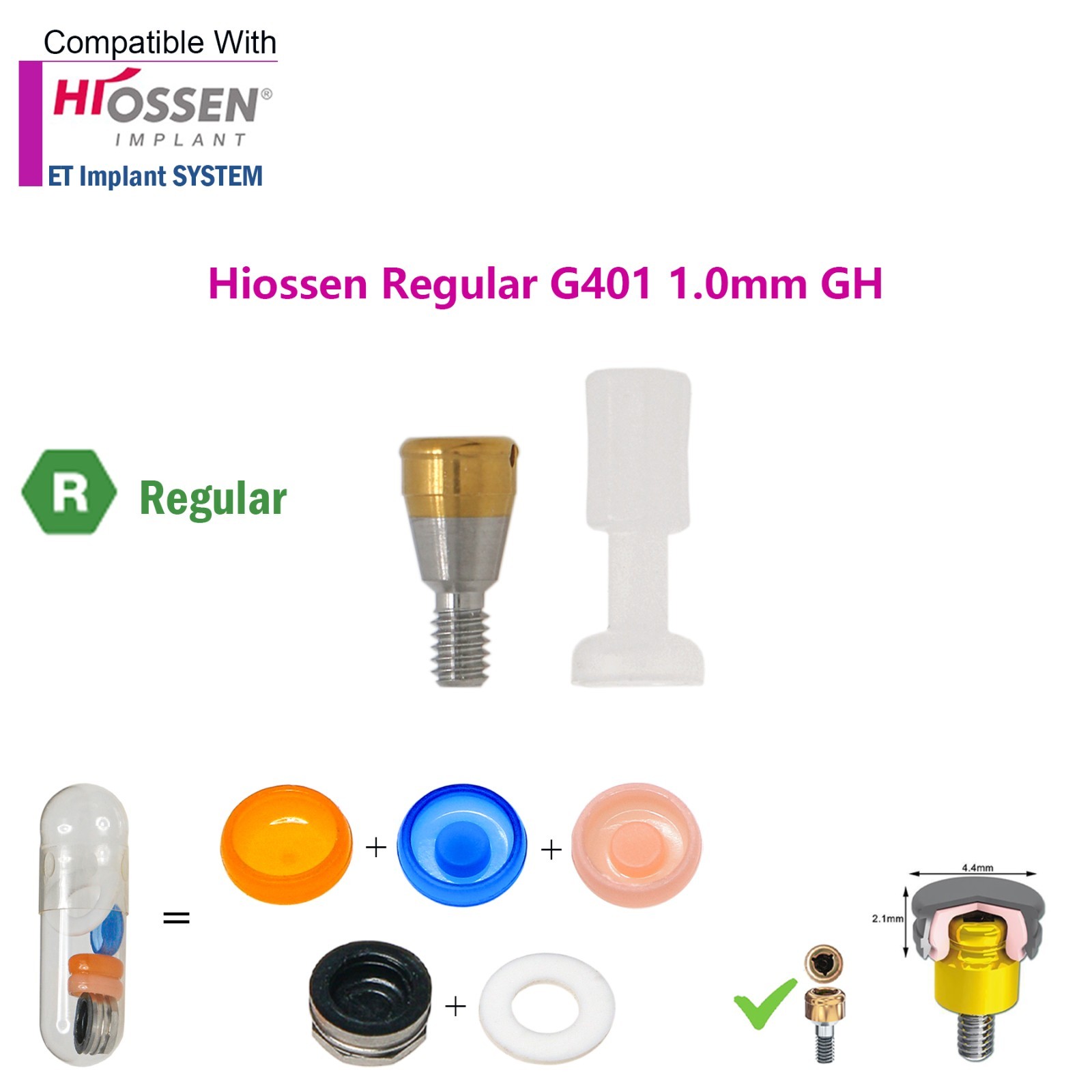 Dental Locator Overdenture Abutment Male Cap Inserts fit HIOSSEN Osstem Regular