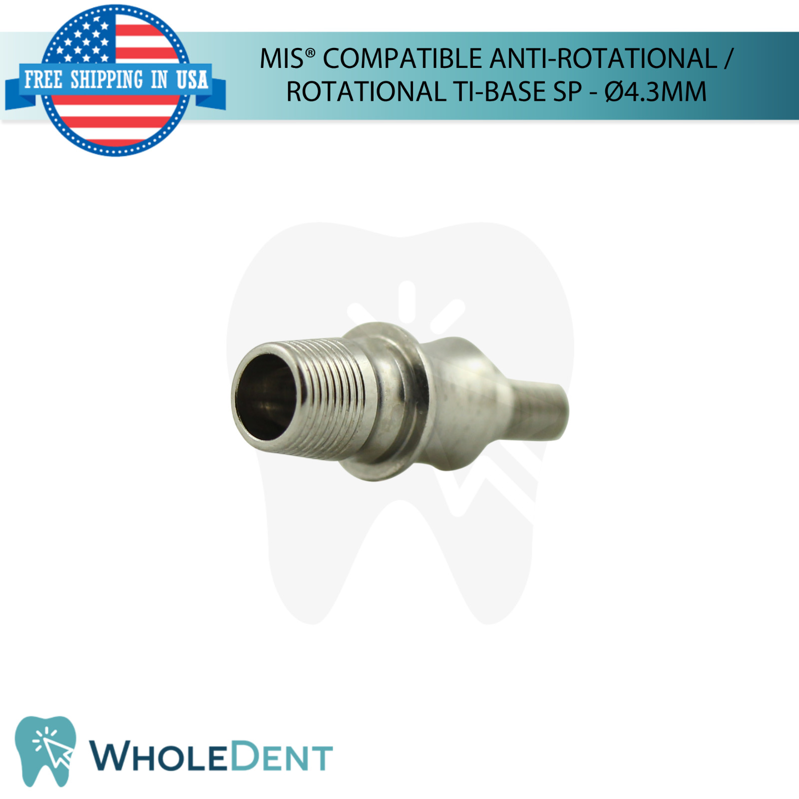 5x Dental Anti-Rotational / Rotational MIS® Compatible Tibase SP Ø4.3mm Int Hex