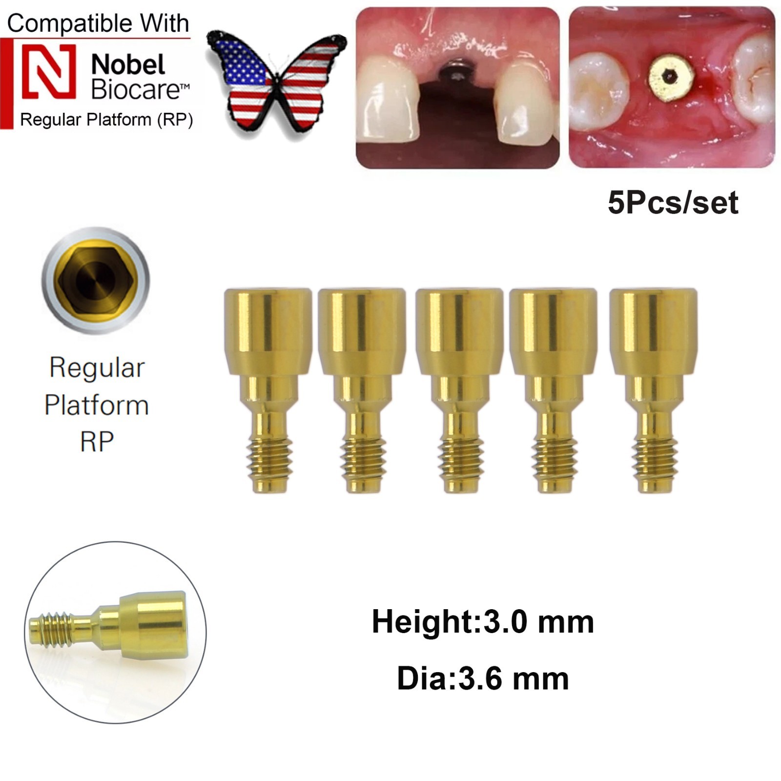 US NOB RP Healing Abutment Cap Conical Connection Accessories Fits Nobel Active