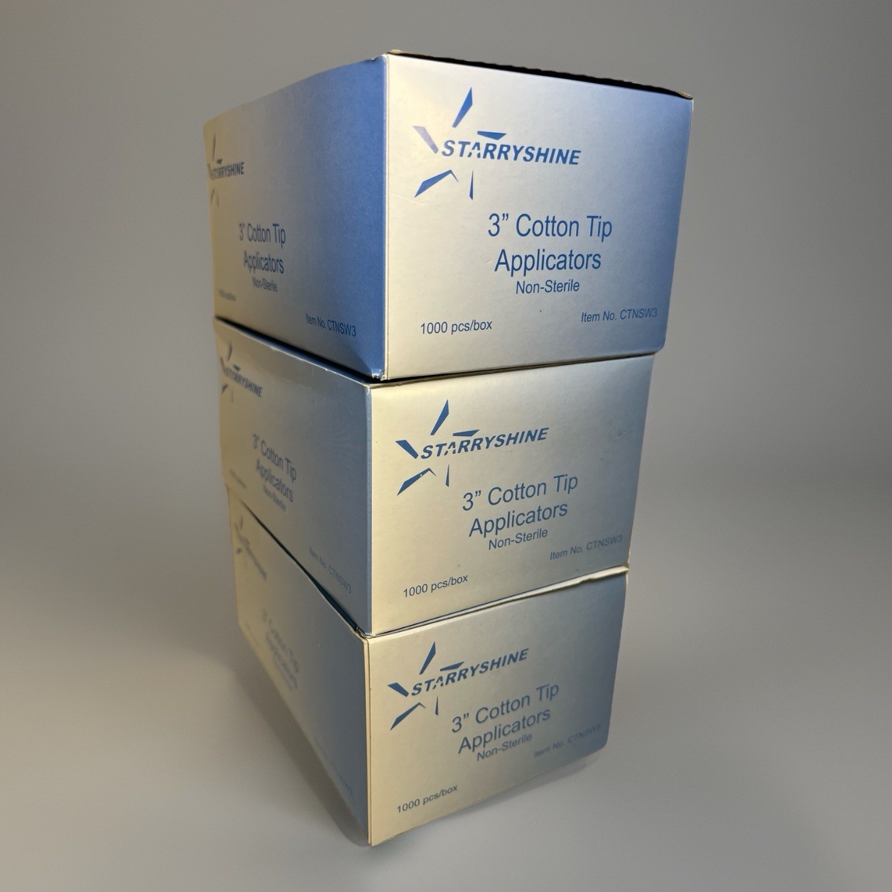 Starryshine 3” Cotton Tip Applicators Non-Sterile 3000pcs (3×1000) Dental