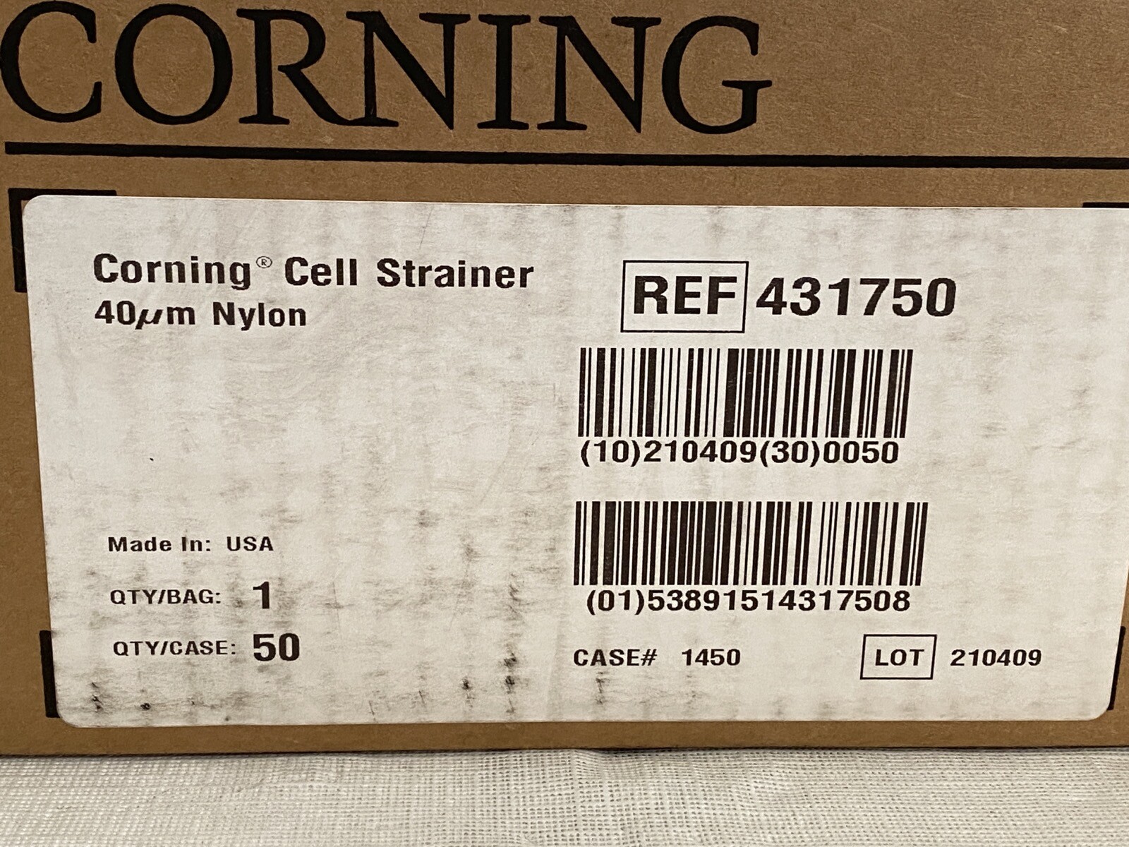 (50/Cs) CORNING 40um Nylon Cell Strainers Blue Sterile Fits 50mL Tubes 431750