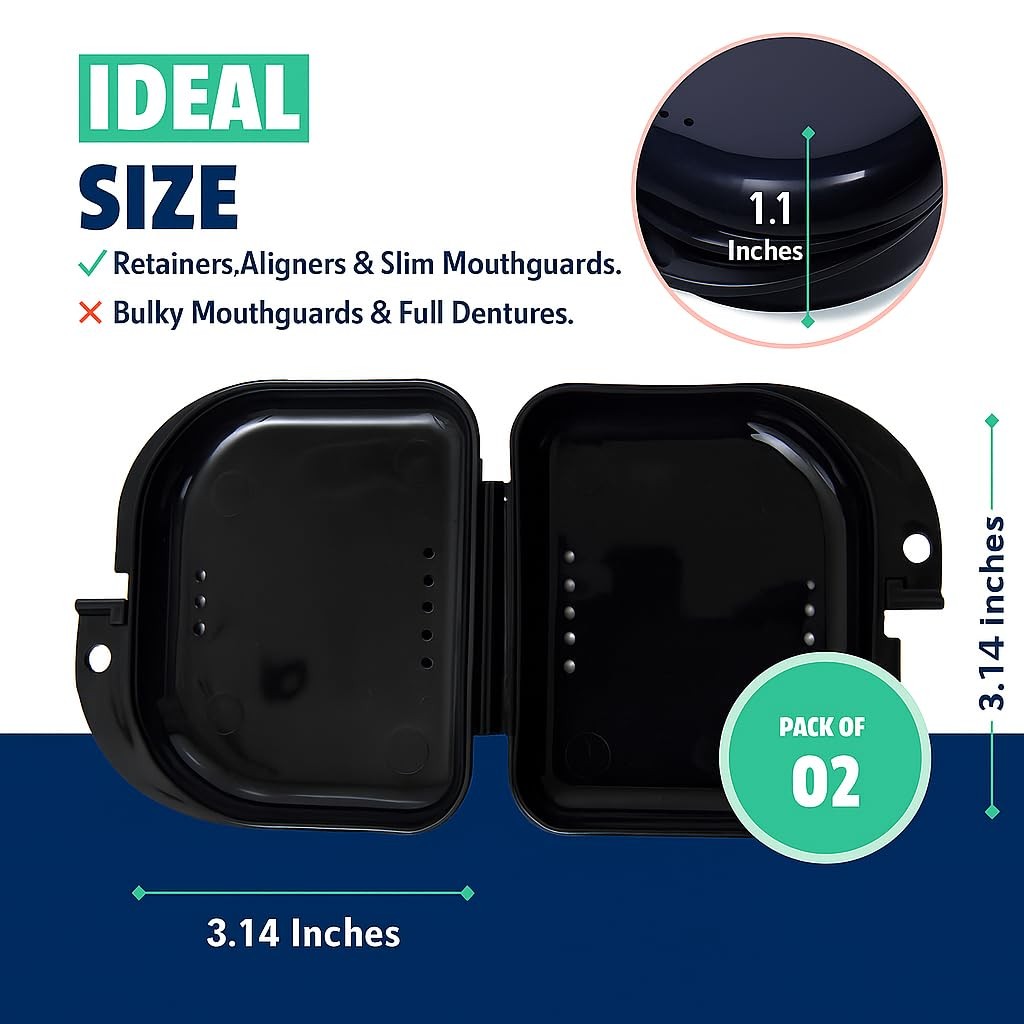 Retainer Case – Pack of 2 – Odorless Mouth Guard Set 2, Black