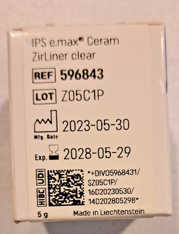 Ivoclar Vivadent IPS e.max Ceram ZirLiner Clear 5 (FIVE) grams NEW! 596846